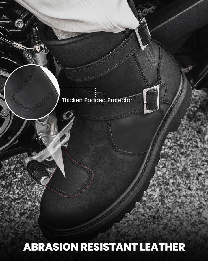 ILM Motorradstiefel-Motocross Stiefel Motorradschuhe Leder mit Seitlichem reissverschlüsse Herren Da