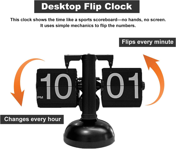 Natudeco Flip Clock Retro Flip Uhr Klappzahlenuhr Digitale Mechanische Tisch klappuhr Flip-Down-Uhr