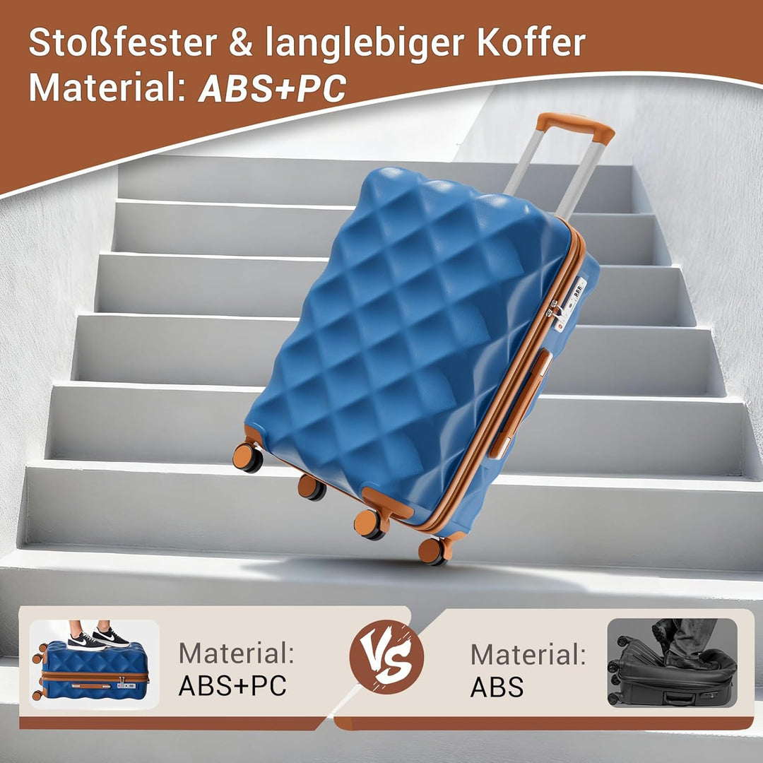 British Traveller Mittelgrosser Koffer 64x43x26.5 cm Leichter Reisekoffer aus ABS+PC mit TSA-Schloss