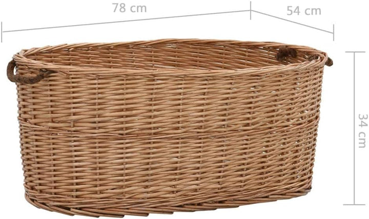 Premium Kaminholzkorb gross XXL Weide oval geflochten | Feuerholzkorb 80 cm mit praktischen Griffen
