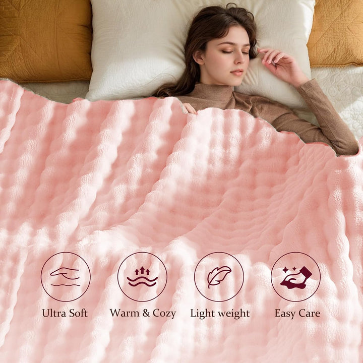 Kuscheldecke Milchsamt Blasen Decke Super Soft Wohndecke Dick 450 G/M² Flanell Decke Couchdecke Warm