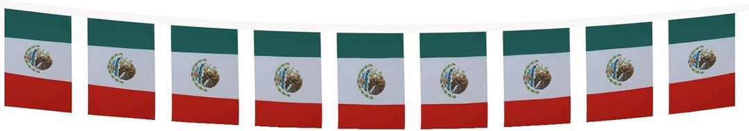 AZ FLAG FAHNENKETTE MEXIKO 12 Meter mit 20 flaggen 45x30cm- MEXIKANISCHE Girlande Flaggenkette 30 x