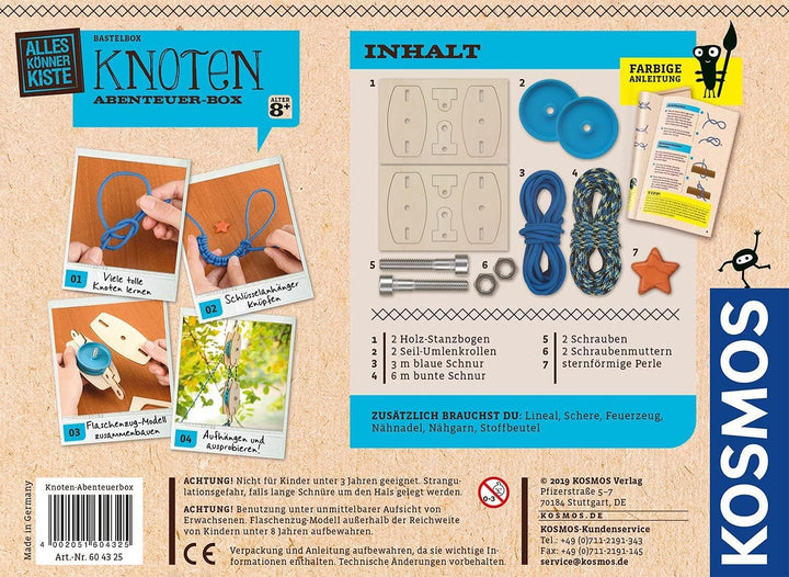 Kosmos 604325 AllesKönnerKiste Knoten Abenteuer-Box, DIY-Bastelset für Jungen und Mädchen ab 8 Jahre