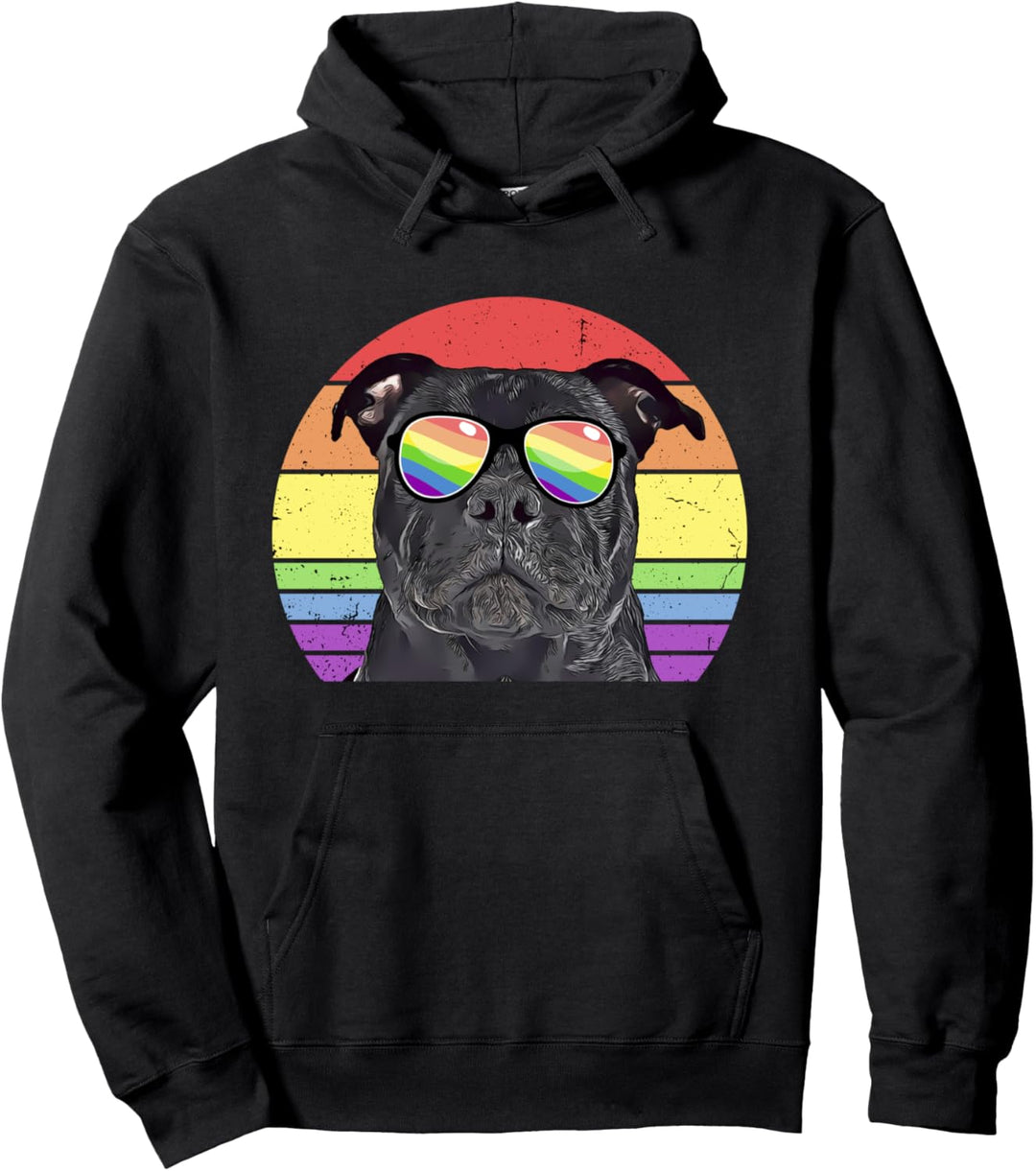 LGBTQ Staffordshire Bullterrier Hund Rainbow Love Pride Pullover Hoodie