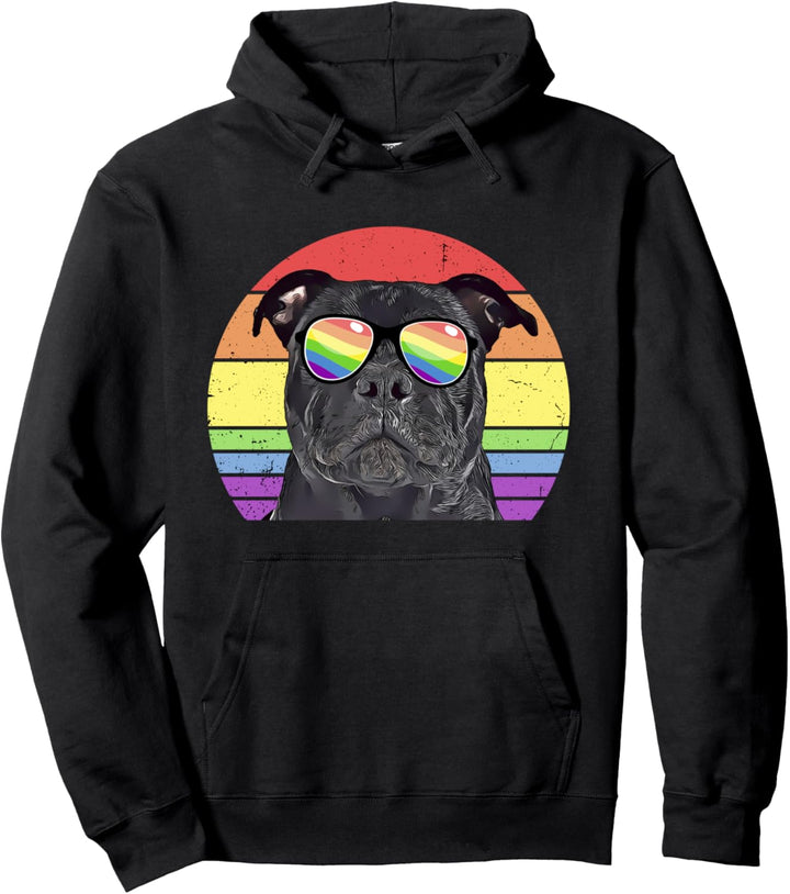 LGBTQ Staffordshire Bullterrier Hund Rainbow Love Pride Pullover Hoodie