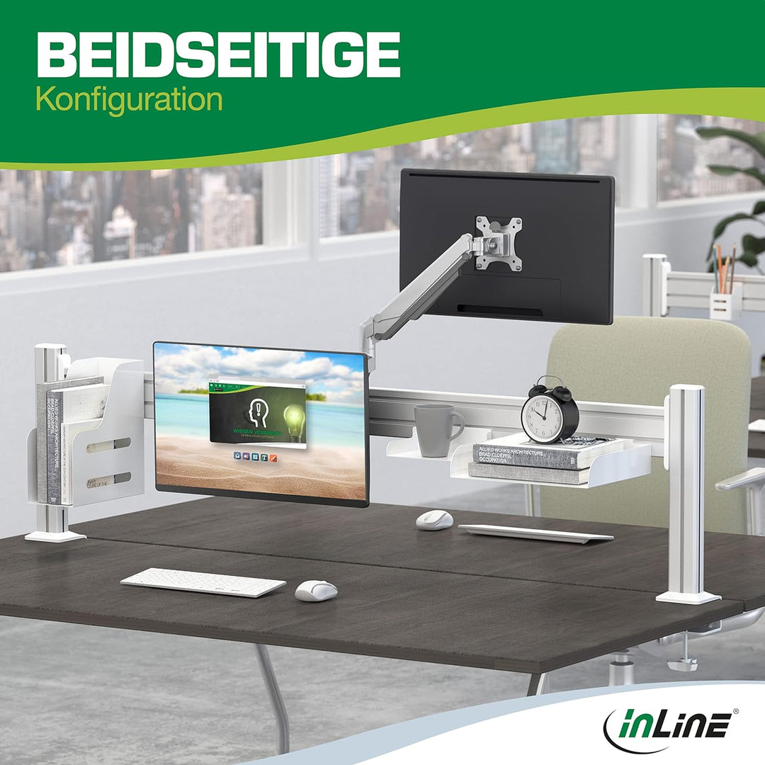 InLine Slatwall – Lifter Monitor Halterung, Wandhalterung für das Slatwall System, Wand- oder Tischm