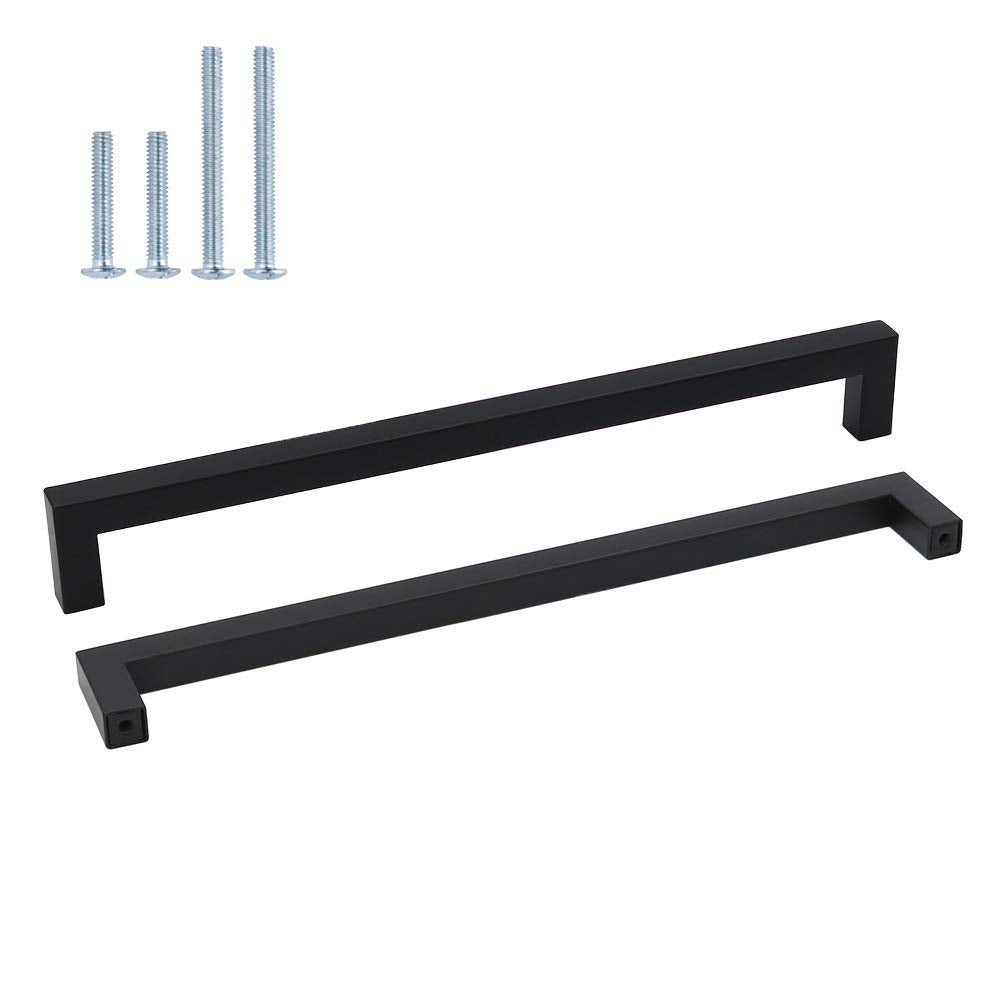 goldenwarm 20 Stück Möbelgriff Schwarz Schrankgriffe Edelstahl LSJ12BK256 Bohrlochabstand 256mm Küch