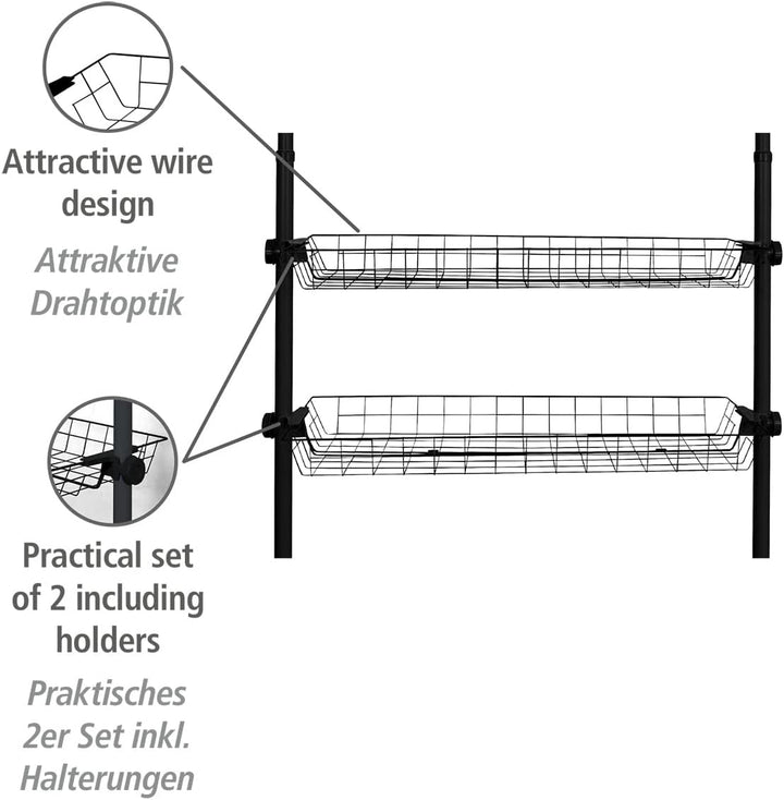 WENKO Teleskop-System Herkules Duo, verstellbares Ordnungssystem, 3 Kleiderstangen & Korb Herkules,