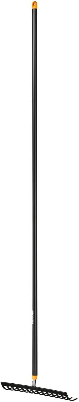Fiskars Rechen mit 14 Zinken, Breite: 36 cm, Gehärtete Karbonstahlzinken/Aluminiumstiel, Schwarz/Ora