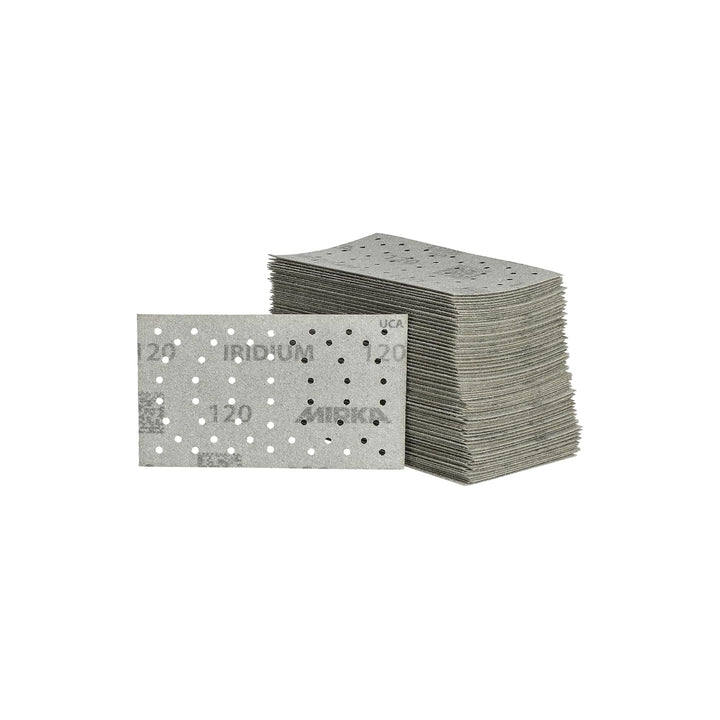 Mirka Iridium Premium-Schleifpapier 81x133mm Klett 54-Loch, Korn 120, 100 Stk / Zum Schleifen von La