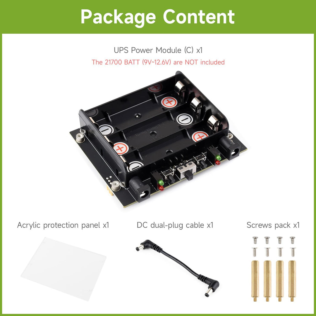 Waveshare Uninterruptible Power Supply UPS Module (C) for Jetson Orin, Supports 21700 Li Batt (NOT I