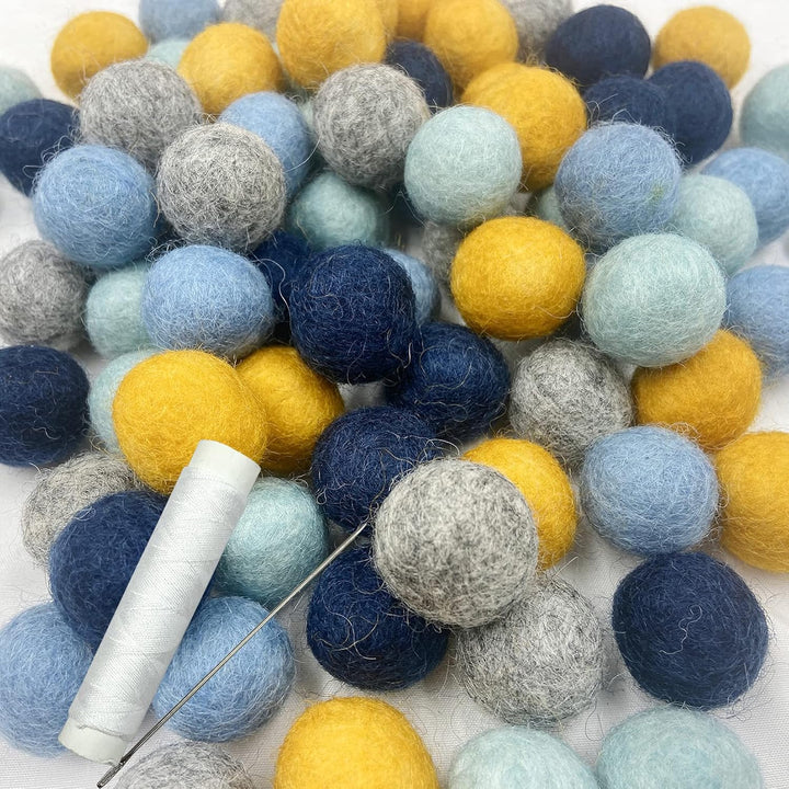 Yulitigy Filz Pom Pom Balls 2cm 80pc Blau Wollball Bunting Home Dekor DIY Custom Filz Ball Party Gir