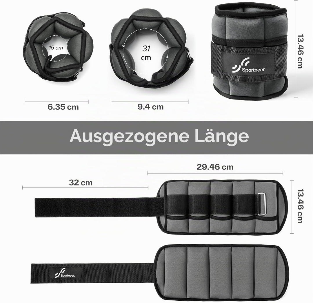 Sportneer Gewichtsmanschetten, Verstellbares Fussgelenkgewichte Set, Fuss-/Handgelenkgewicht Mansche