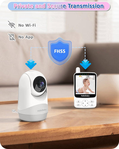 HelloBaby Babyphone mit Kamera,29 Stunden Akkulaufzeit Babyfon,355°/120° Baby Monitor mit Ferngesteu