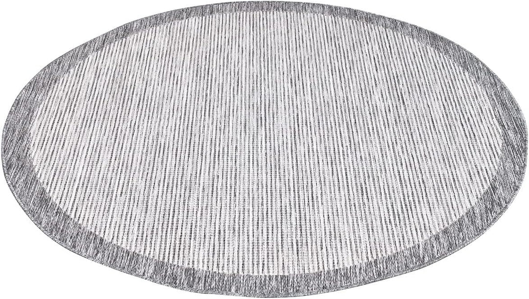 carpet city Outdoor-Teppich Wetterfest Balkon Terrassen - Grau in 160x160 cm Rund - Deko Teppiche Au