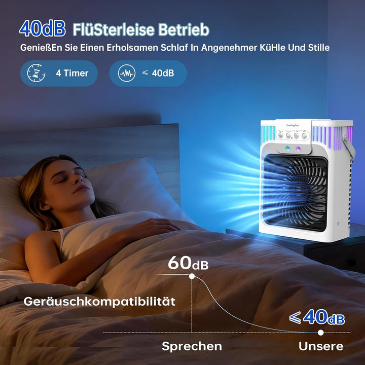 Klimaanlage Mobil, 4-in-1-Mobile Klimageräte mit Fernbedienung/3 Geschwindigkeiten/3 Nebelmodi/1200-