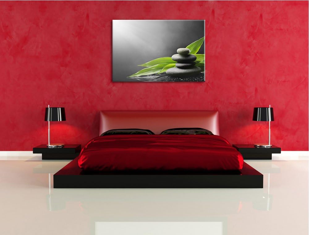 Zen Steinturm schwarz/weiss Format: 100x70 auf Leinwand, XXL riesige Bilder fertig gerahmt mit Keilr