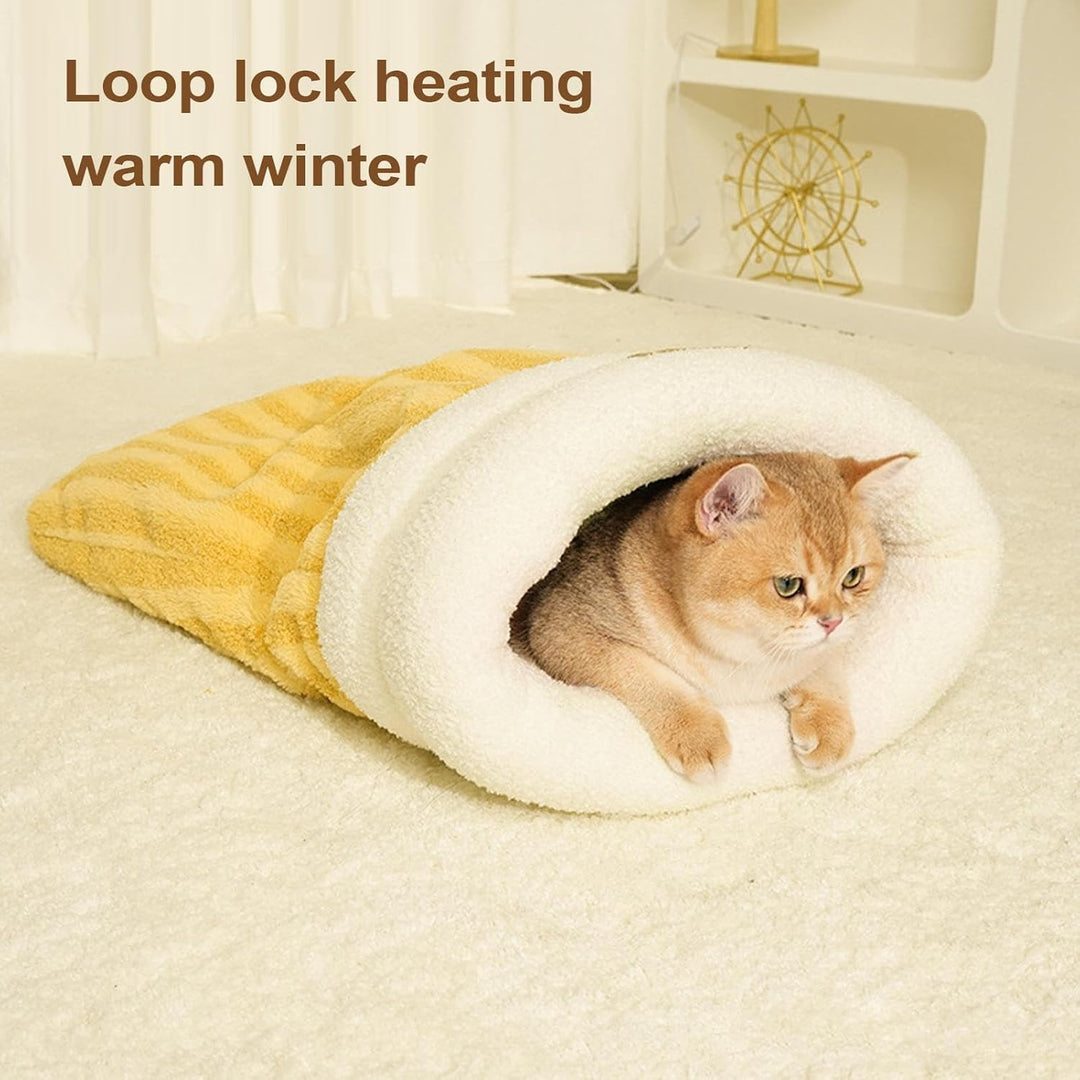 Katzenschlafsbag für Innenkatzen, weich bequemer Katze Winter Schlafsack C-at Cave Bett, 360 ° warme