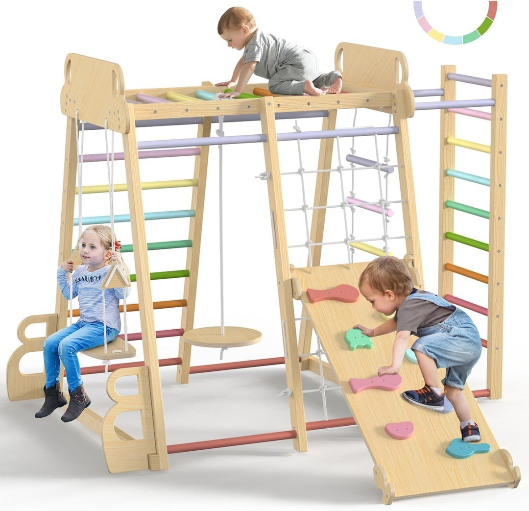 Maxi Klettergerüst Indoor ab 1 Jahr, 10 in 1 Multifunktional Klettergerüst für Kinder, Montessori Sp