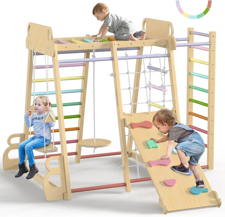Maxi Klettergerüst Indoor ab 1 Jahr, 10 in 1 Multifunktional Klettergerüst für Kinder, Montessori Sp