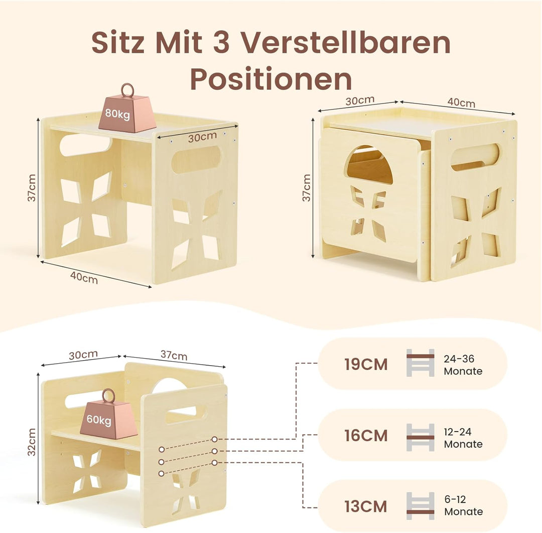 Montessori Tisch Stuhl Set für Kinder-Kindertisch mit Blackboard- Konvertierbar Kleinkindertischset