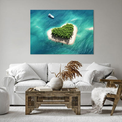 Bilder auf Leinwand 100x70cm Leinwandbild Sail Insel Meer Aussicht Natur Gross Wanddeko Bild Schlafz