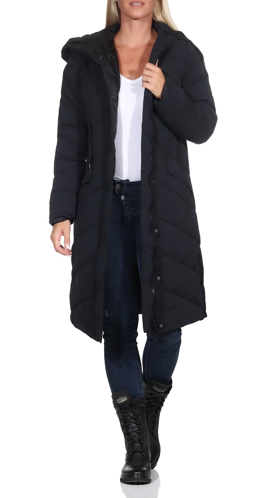 Hailys Damen Steppmantel Ca44rlotta mit Kapuze M Schwarz, M Schwarz