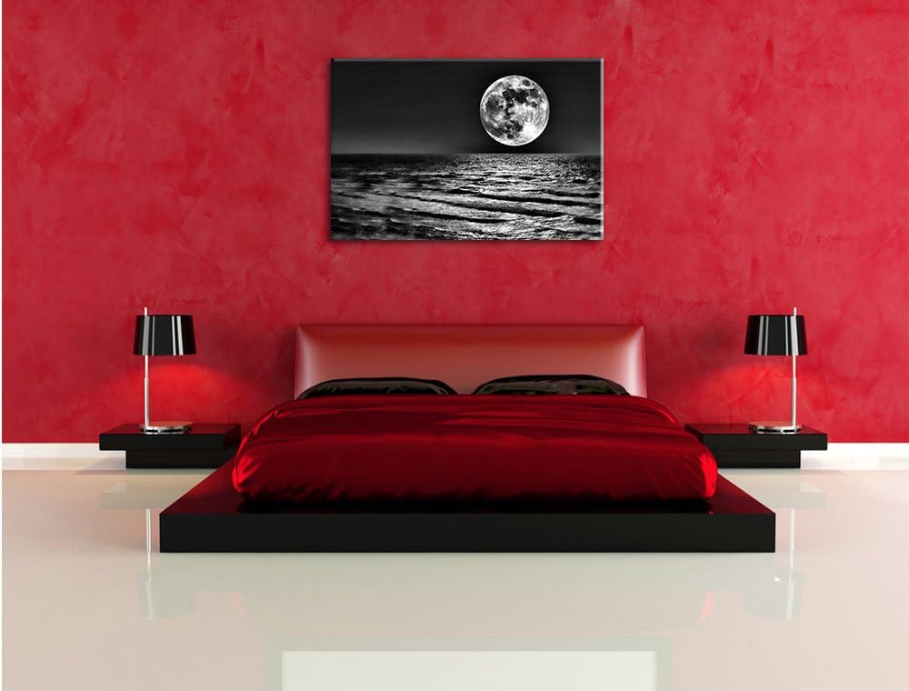 Pixxprint Meer in Dunkelheit / 100x70cm Leinwandbild bespannt auf Holzrahmen/Wandbild Kunstdruck Dek