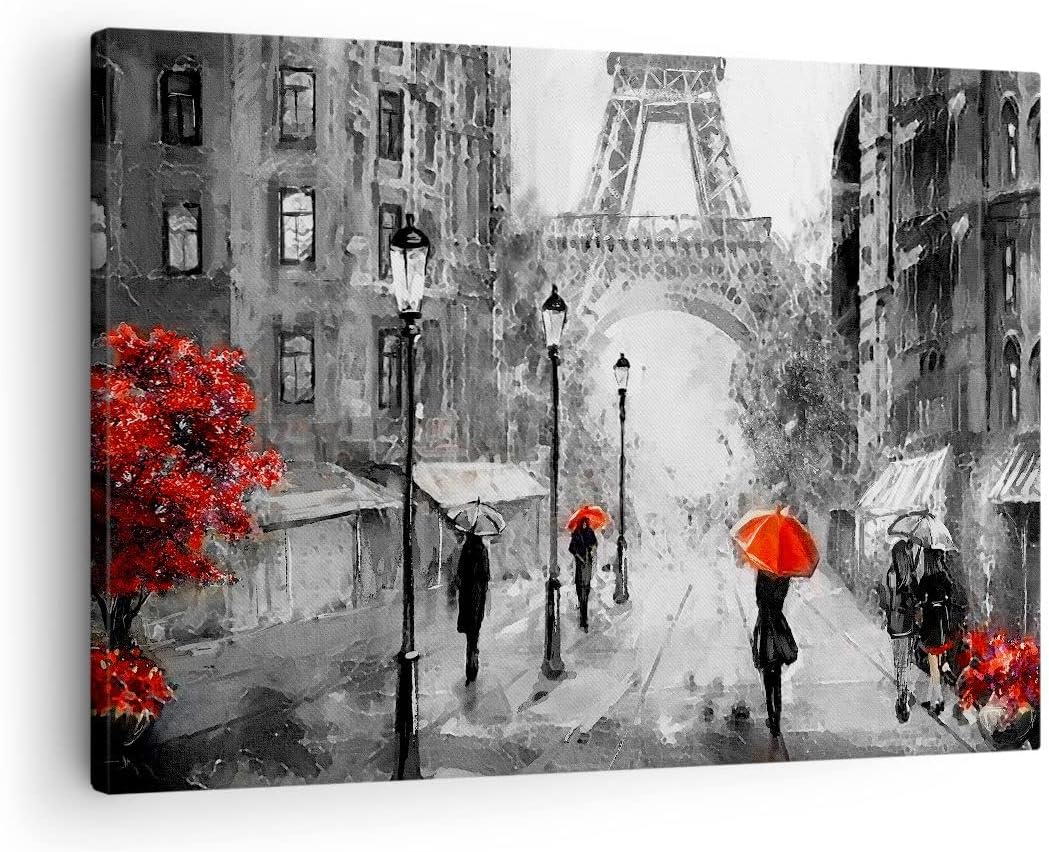 Bilder auf Leinwand Paris Stadt Zuhause Leinwandbild mit Rahmen 70x50cm Wandbilder Dekoration Wohnzi