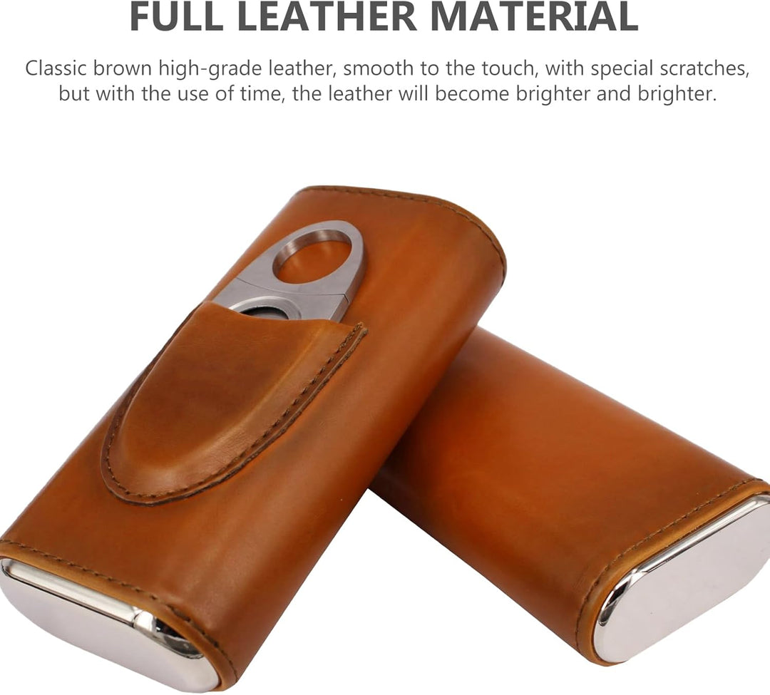 Leder-Zigarrenschachtel mit Schneider und Koffer, 3-tragbarer Keller, Etui für kurze Reisen, Geschen