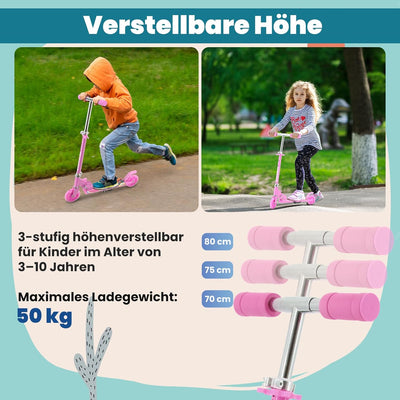 Hyiatyo Klappbarer Roller Kinder 6 Jahre mit LED Rädern, Kinder Scooter ab 3-10 Jahre, Faltbar Kinde
