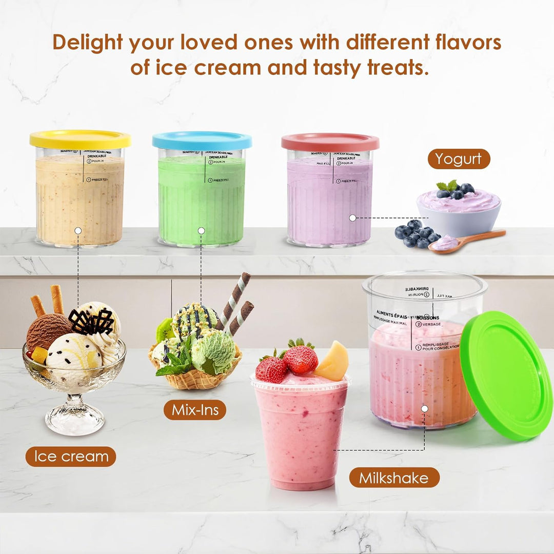 4 Stück Behälter für Ninja Creami Deluxe 680ML Ersatz Pints und Deckel für Ninja Creami NC500EU NC50