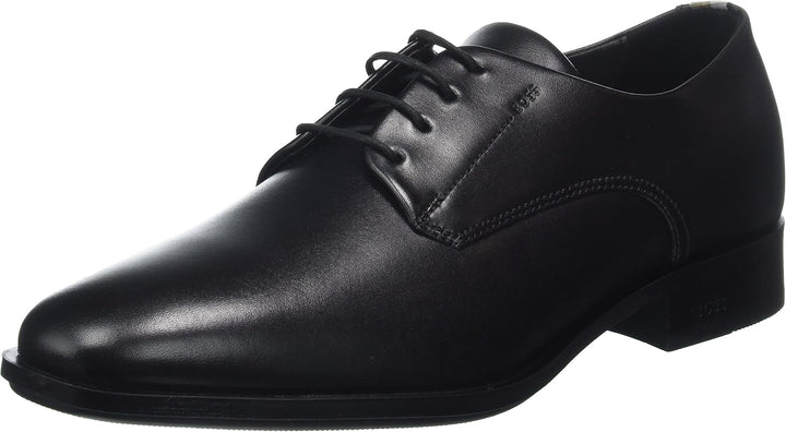 BOSS Herren Colby Derb Leder-Derbys mit Logo-Prägung Grösse 42 EU Schwarz, 42 EU Schwarz