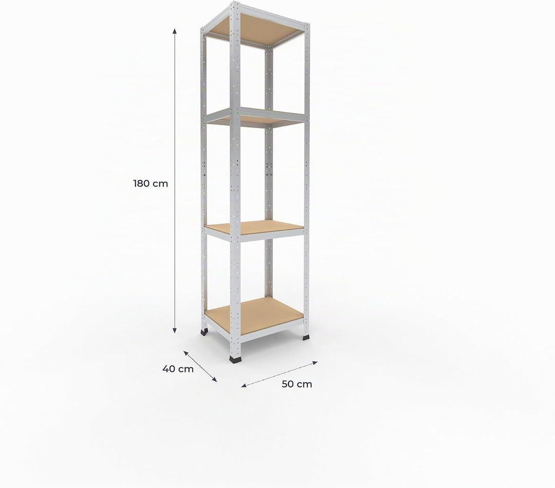 shelfplaza® 180x50x40cm HOME Schwerlastregal verzinkt/Metallregal mit 4 Böden/Kellerregal Metall, Ga