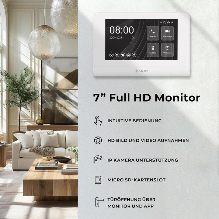 Entri Video Türsprechanlage, Unterputz Türklingel mit Kamera, Smartphone App, 1 Familienhaus, Video