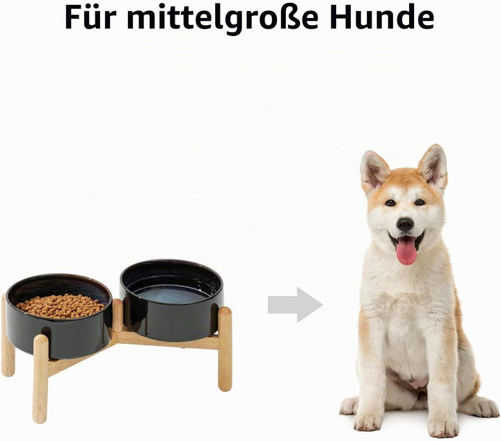 Keramischer Hundenapf 15,5 cm mit Standfuss für kleine und mittelgrosse Hunderassen, Futter- und Was