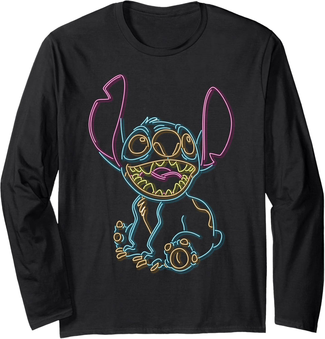 Disney Lilo & Stitch Neon Outline Portrait Langarmshirt
