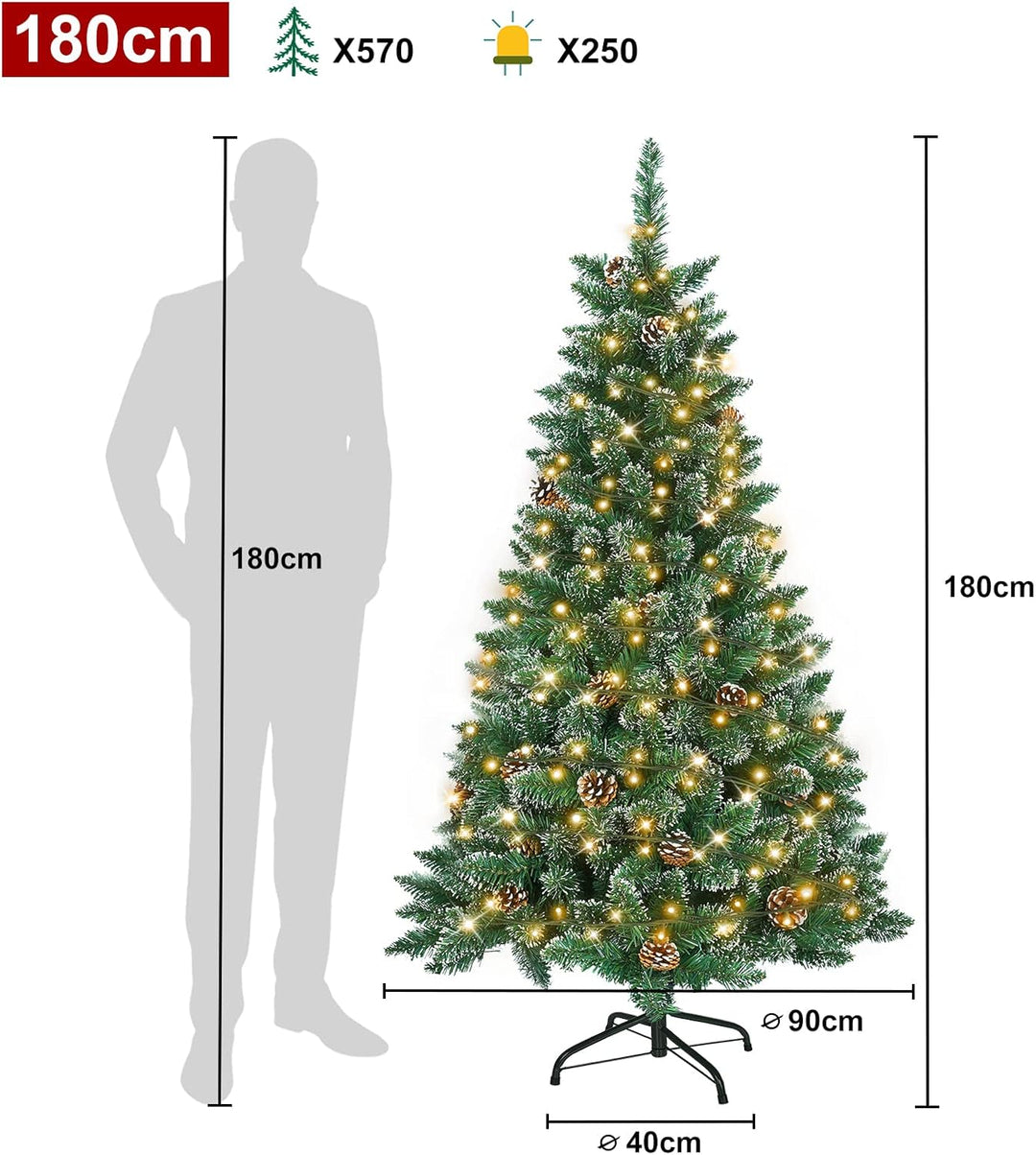 FIVMEN Weihnachtsbaum Künstlich mit Beleuchtung 180 cm PVC Tannenbaum Christbaum Künstlicher mit 250