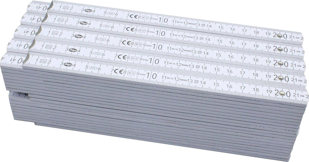 10 Stück Zollstöcke Zollstock 2 Meter mit 90°/180° Winkeleinrastung und Winkelskala (30°/45°/60°/75°