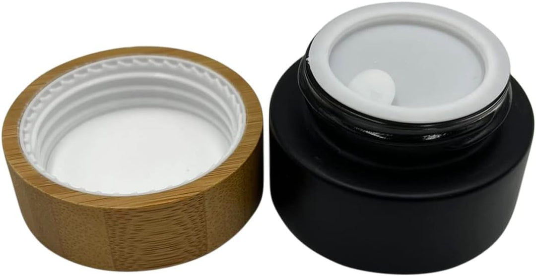 Wachsmann | Hochwertige Glastiegel mit Bambusdeckel | schwarz | Für nachhaltige DIY-Naturkosmetik |