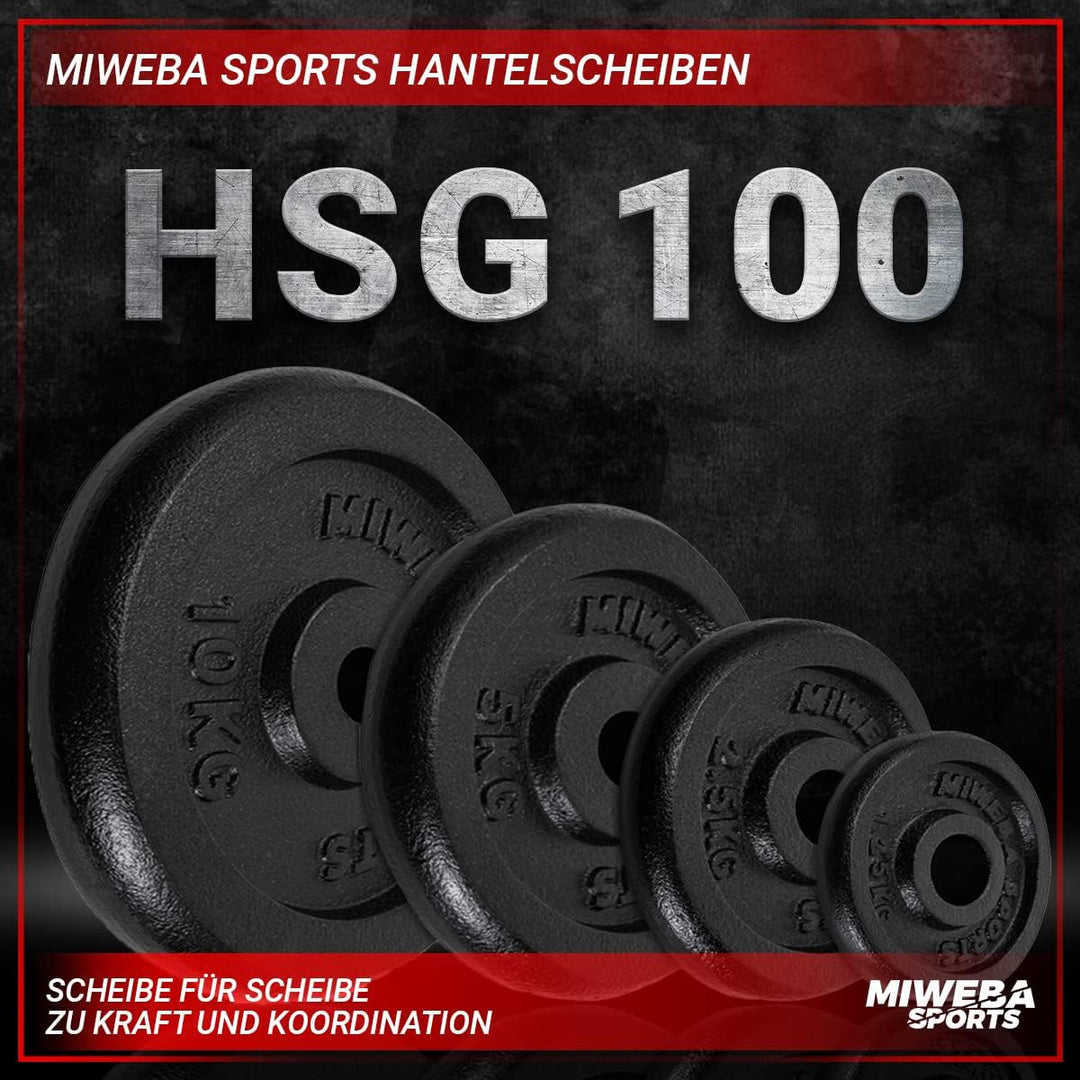 Miweba Sports Hantelscheiben Set HSG | 𝐏𝐫𝐨𝐟𝐢 Hanteln - 1.25-10.0 Kg Hantelscheibe - Hantel Scheiben