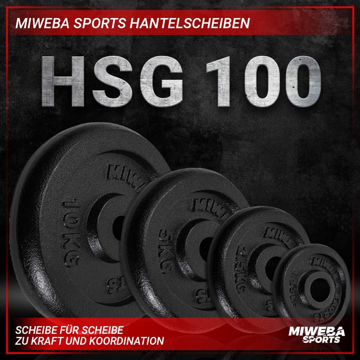 Miweba Sports Hantelscheiben Set HSG | 𝐏𝐫𝐨𝐟𝐢 Hanteln - 1.25-10.0 Kg Hantelscheibe - Hantel Scheiben
