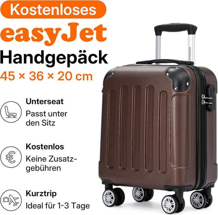 BEIBYE Handgepäck Koffer 45x36x20 cm – Untersitzkoffer für EasyJet, kleines Kabinengepäck aus ABS, C