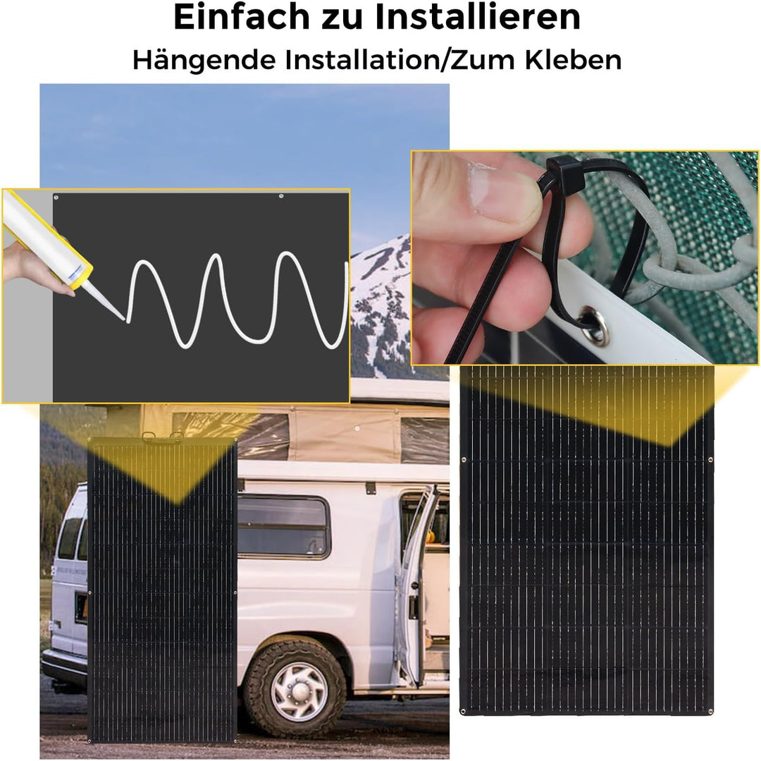 120W 12V Solarpanel Flexibel, Monokristallines Flexible Solarmodule Solarpanel Schmal Lang, für Wohn