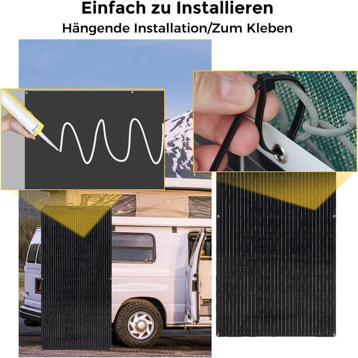 120W 12V Solarpanel Flexibel, Monokristallines Flexible Solarmodule Solarpanel Schmal Lang, für Wohn