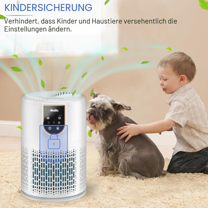 Aircillin Luftreiniger Allergiker, Luftreiniger mit 5-stufig H13 HEPA Filter, 798 Sq Ft Abdeckung Ma