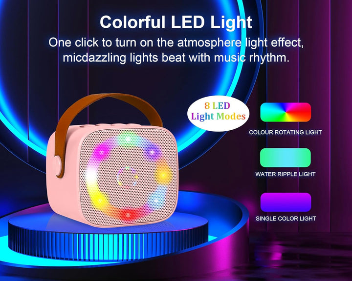 Karaoke Maschine Mini Tragbares Bluetooth Karaokemaschinen mit 2 Kabellosen Mikrofonen für Kinder Er