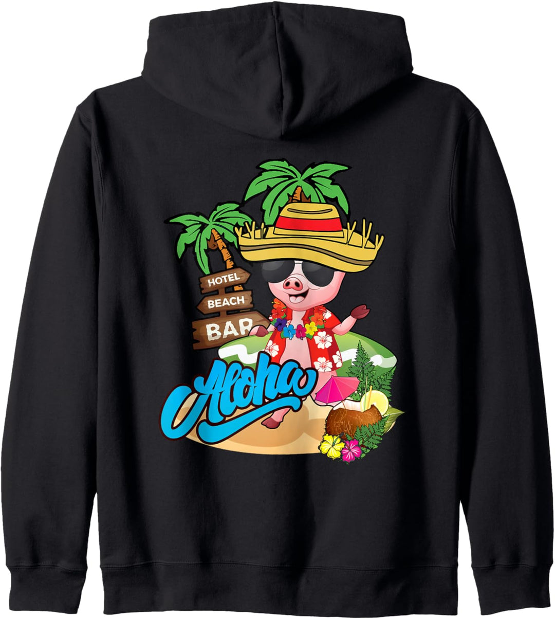 Funny Hawaii Aloha Pig Hawaiian Islands Leis Surfer Souvenir Kapuzenjacke