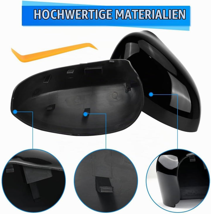 Opaltool 1 Paar Auto Rückspiegel Abdeckung Ersatz für Fiat 500 500C 500E 2007-2024, Aussenspiegel Sp