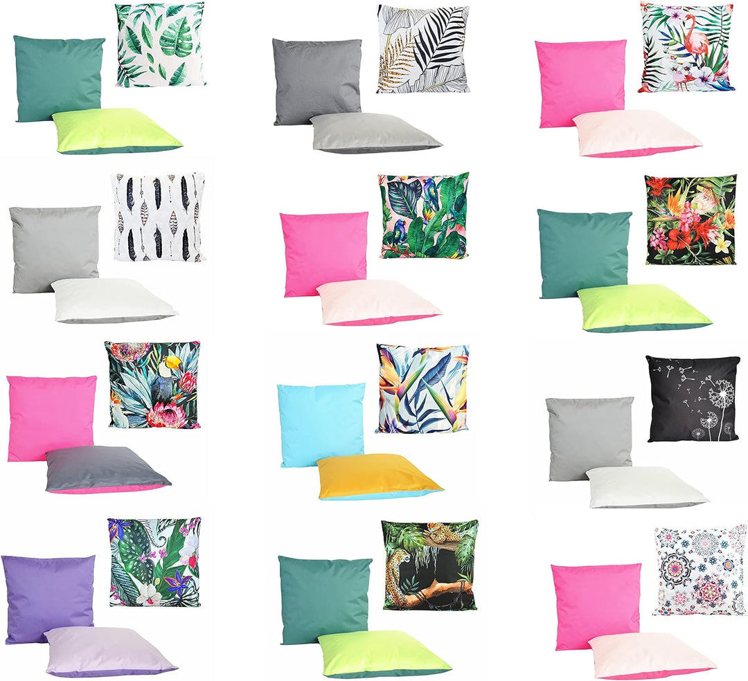 JACK 3er Set Outdoor Lounge Kissen 45x45cm 1x Motiv + 2X Wende Dekokissen inkl. Füllung Wasserfest S